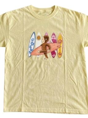 Yellow Short-Sleeve Curious Monkey Surf Graphic Tee